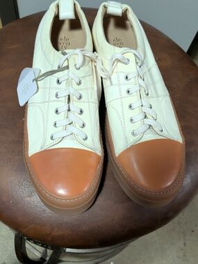 Eleventy Cream and Tan Athletic Shoes